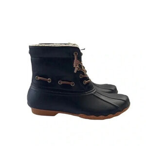 Seven7 Women's Waterproof Duck Rain Boots‎ Women’s Black Size 8